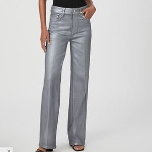 PAIGE Sasha Wide Leg Jean Shimmer Coated Jeans